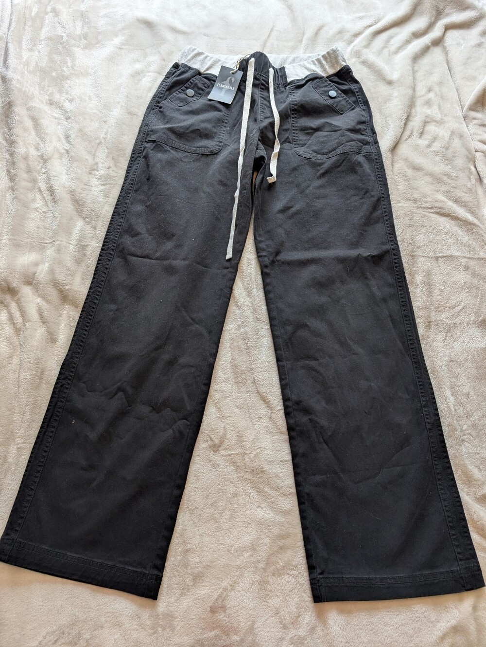 Flamingals Straight Leg Drawstring Midrise Casual Pants NWT Medium - Picture 3 of 8